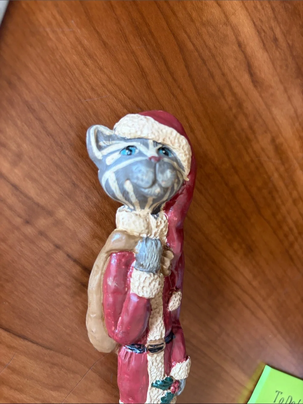 Kandy folk art Santa kitty cat figurine signed 1992